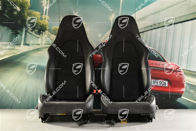 Fotele sportowe, manualne, skóra/Alcantara, napis GTS, czarny, L+R