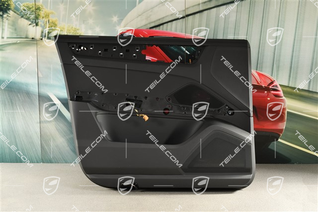 Tapicerka przednich drzwi skórzana, czarna, Burmester, L