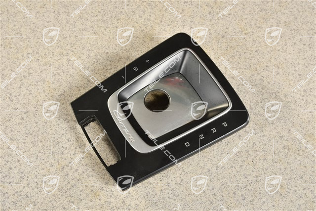 Carrera, Zierleiste / Abdeckung, Schalthebel, PDK, Schwarz / Galvanosilber