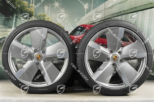 21" Exclusive Design summer wheel set, rims 9,5J x 21 ET60 + 11,5J x 21 ET66 + Goodyear summer tyres 265/35 R21 + 305/30 R21, silver
