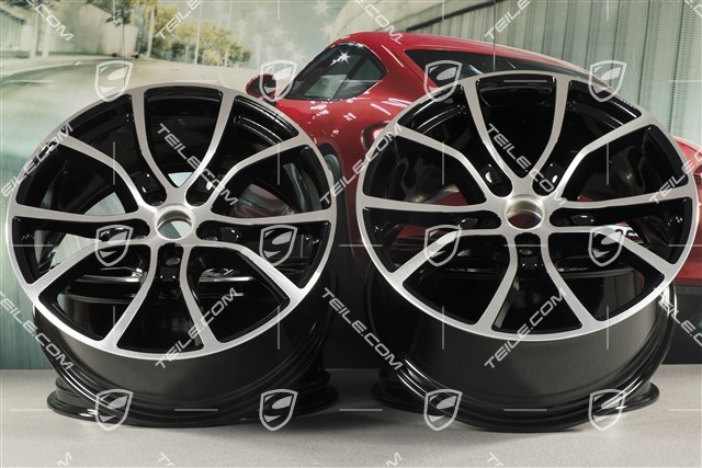 21-inch wheel rim set Cayenne Exclusive Design, 11J x 21 ET49 + 9,5J x 21 ET46, for Cayenne Coupé, black high gloss