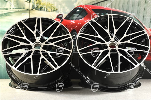 21-inch wheel rim set Cayenne RS Spyder Design, 11J x 21 ET49 + 9,5J x 21 ET46, black high gloss