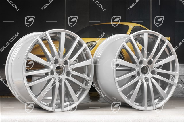 20-inch wheel rim set Panamera Design, 9,5J x 20 ET71 + 11,5J x 20 ET68, Brilliant chrome