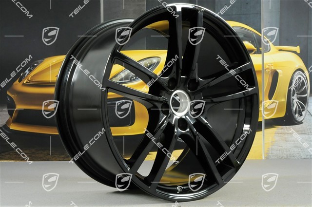 21" Felgi Cayenne COUPÉ Turbo Design, komplet, 9,5J x 21 ET46 + 11,0J x 21 ET49, czarny wysoki połysk
