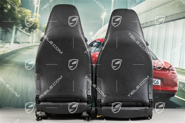 Seats, el. adjustable, leather, black , set (L+R)