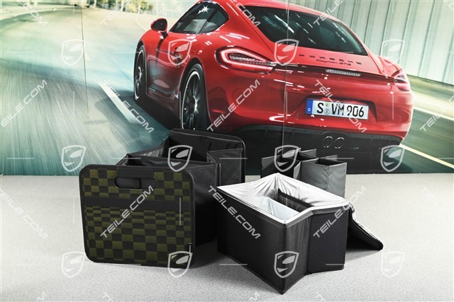Faltbare Kofferraumbox / Kofferraumtasche Pascha Schwarz / Olive Neo inkl. Flascheneinsatz + Kühltascheneinsatz