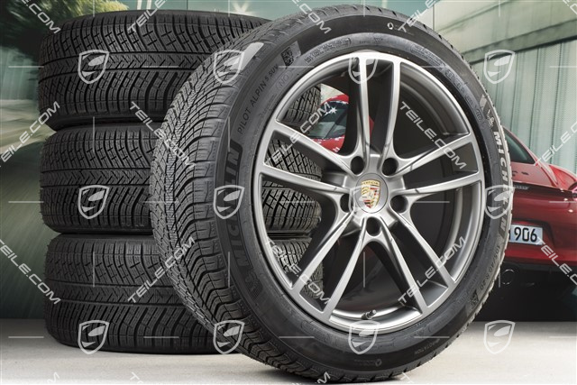 20-inch Cayenne COUPE Sport winter wheel set, rims 9J x 20 ET50 + 10,5J x 20 ET55 + Michelin winter tyres 275/45 R20 + 305/40 R20, with TPMS, Platinum satin matt