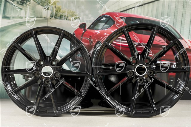 20+21-inch wheel rim set Carrera S, rims: front 8,5J x 20 ET53 + rear 11,5J x 21 ET67, black high gloss