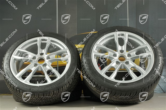 19" winter wheel set Boxster S, rims 8J x 19 ET57 + 9,5J x 19 ET45 + NEW winter tyres Michelin Pilot Alpin 4 235/40 R19 + 265/40 R19, with TPMS.