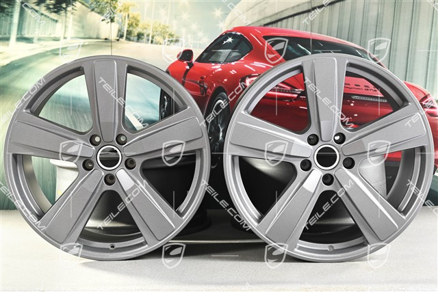 22-inch wheel rim set Cayenne Exclusive Design Sport, 10J x 22 ET48 +11,5J x 22 ET61, vesuvgrau