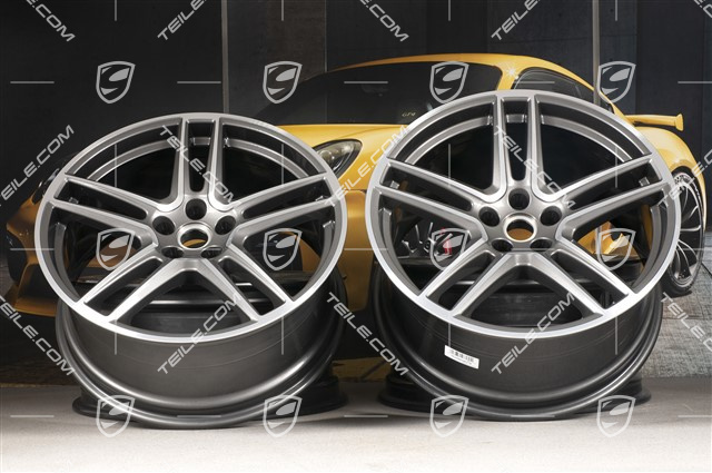 20" Komplet felg "Macan Turbo", 9J x 20 ET26 + 10J x 20 ET19, BORBET, Titanium