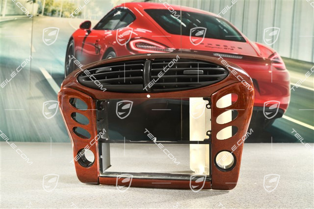 Retrofit kit mounting frame with trim moulding set, dark maple rootwood