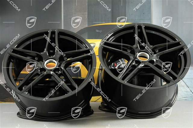 19" Komplet felg CarreraVI , 8,5J x 19 ET50 + 11J x 19 ET77, do użytku w zimie, czarny wysoki połysk