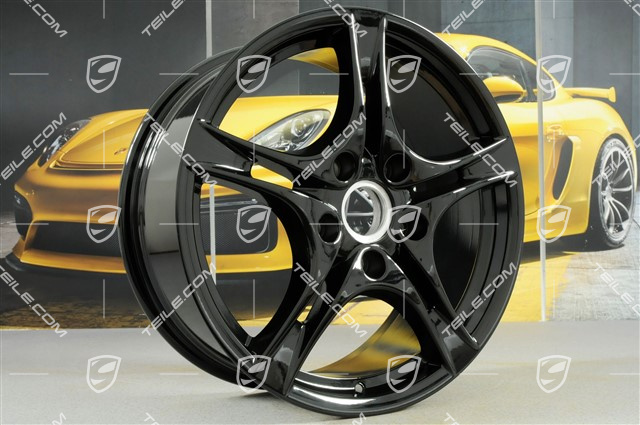 18" Komplet felg Cayman S II (Facelift), 8J x 18 ET57 + 9J x 18 ET43, czarny wysoki połysk