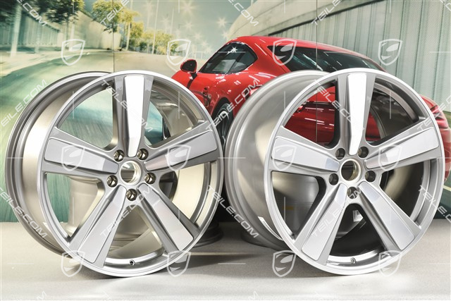 22-inch wheel rim set Cayenne Coupe Exclusive Design Sport, 10J x 22 ET48 +11,5J x 22 ET52, Platinum Silver