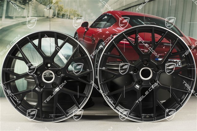 20+21-inch wheel rim set RS Spyder, rims: front 8,5J x 20 ET50 + rear 11,J x 21 ET67, black satin matt