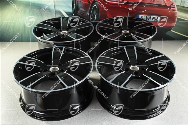 22" Cayenne Coupé Sport Classic Felgensatz, Felgen 10J x 22 ET48 + 11,5J x 22 ET52, schwarz hochglanz