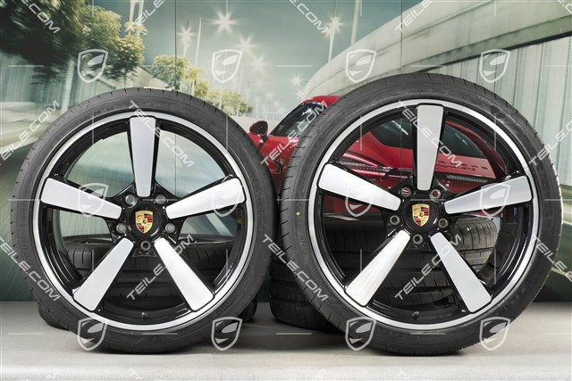 20"+21" Exclusive Design Sommerräder Satz, Felgen 8,5J x 20 ET50 + 11,5J x 21 ET67 + Goodyear Sommerreifen 245/35 R20 + 305/30 R21, mit RDK-Sensoren, schwarz hochglanz