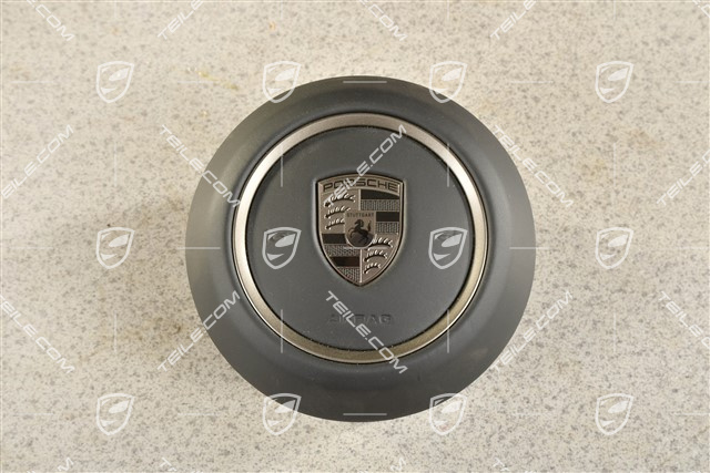 Poduszka bezpieczeństwa kierownicy, skóra, czarny/rhodium grey