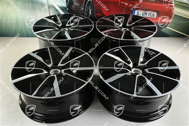 21-inch Macan Turbo wheel rim set, 8,5J x 21 ET27 + 10,5J x 21 ET47, black high gloss