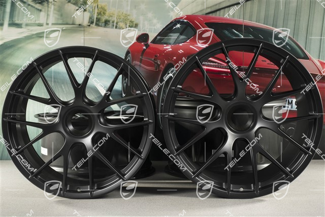20"+21" GT2RS/GT3RS Magnesium zestaw kół, felgi 9,5 J x 20 ET50 + 12,5 J x 21 ET48, czarny satynowy półmat