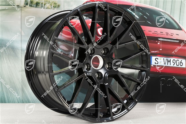 21-inch wheel rim set Cayenne RS Spyder, 11J x 21 ET49 + 9,5J x 21 ET46, black high gloss, for Cayenne Coupé