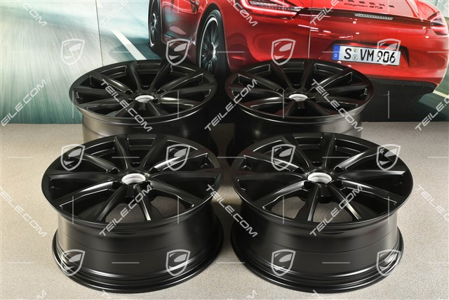 19" Boxster S Felgensatz, 8J x 19 ET57 + 10J x 19 ET45, schwarz seidenmatt