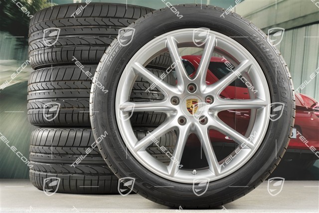20" Cayenne Coupé Design Sommerräder Satz, Felgen 9J x 20 ET50 + 10,5J x 20 ET55 + NEUE Bridgestone Dueler H/P Sport Sommerreifen 275/45 R20 + 305/40 R20, mit RDK-Sensoren