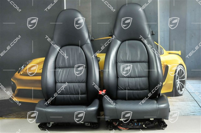 Sitze, el einstellbar, Leder, Metropolblau, Raffleder, Satz (L+R)