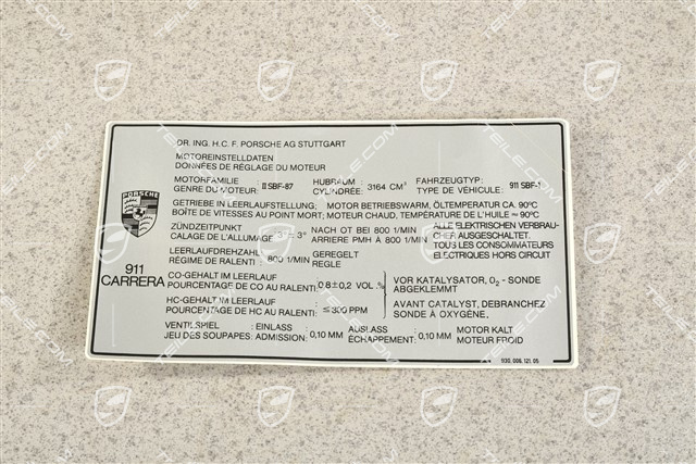 Carrera, Naklejka informacyjna dane techniczne, Szwajcaria
