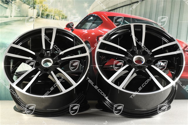21-inch wheel rim set Cayenne Turbo, 11J x 21 ET58 + 9,5J x 21 ET46, black high gloss