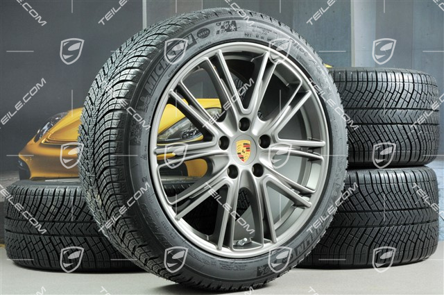20" Koła zimowe, komplet "Exclusive Design", felgi 9,5 J x 20 ET71 + 10,5 J x 20 ET71 + NOWE opony zimowe Michelin Pilot Alpin 4 275/40 R20 + 315/35 R20, platyna (satyna)
