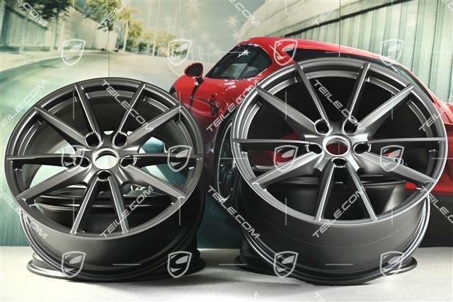 20+21-inch wheel rim set Carrera S, rims: front 8,5J x 20 ET53 + rear 11,5J x 21 ET67, platinum satin matt