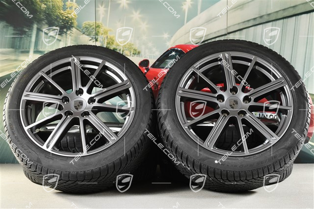 20-inch Panamera Turbo Winter wheel set, wheel rims 9,5J x 20 ET71 + 10,5J x 20 ET71 + Pirelli winter tyres 275/40 R20 + 315/35 R20, Adamantium
