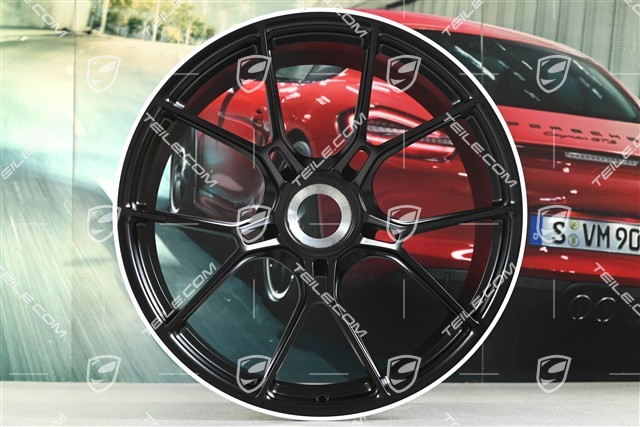20"+21" GT3 Felgen Satz, 9,5J x 20 ET46 + 12J x 21 ET45, in Schwarz Seidenmatt, Rand in Weiß