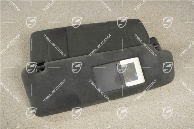 Blenda przeciwsłoneczna, z lusterkiem, Czarna, Alcantara, R