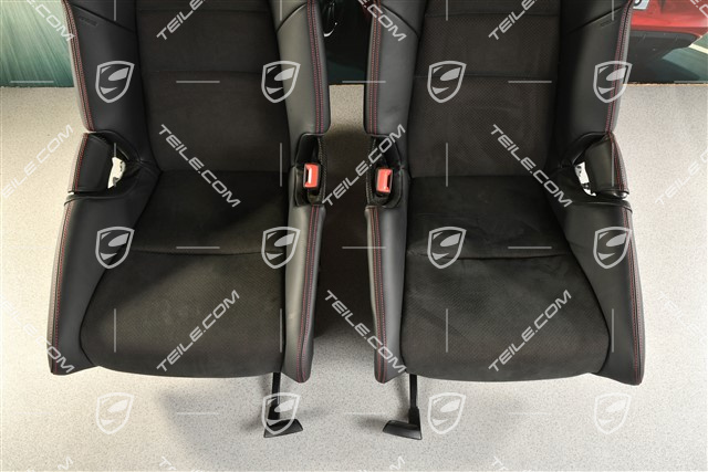 Vollschalensitze / Schalensitze, Carbon, Leder/Race-Tex-Umfängen in Schwarz/Rot, GT3 Schriftzug, Satz, L+R