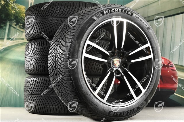 21-inch Cayenne Turbo winter wheel set, rims 9,5J x 21 ET46 + 11,0J x 21 ET58 + NEW Michelin winter tyres 285/45 R21 + 305/40 R21, with TPMS, black high gloss