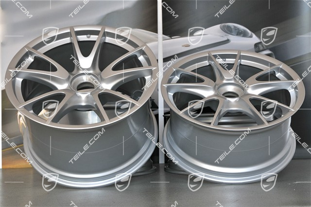 19" Komplet felg GT3 II RS 4.0 / GT2 RS, srebrne, przód  9J x 19 ET47+ tył 12J x 19 ET48