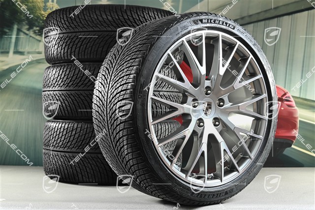 21" Panamera Exclusive Design Winterräder Satz, Felgen 9,5J x 21 ET71 + 10,5J x 21 ET71 + NEUE Michelin Winterreifen 275/35 R21 + 315/30 R21, Platinsilber