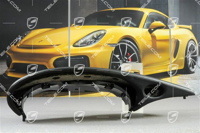 Dashboard trim / Instrument cluster cover, Leather, Black