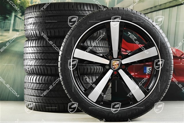 21" koła letnie, komplet, Exclusive Design Sport, felgi 9,5J x 21 ET27 + 10J x 21 ET19 + NOWE opony letnie Michelin 265/40 R21 + 295/35 R21, czarny wysoki połysk, z czujnikami ciśnienia
