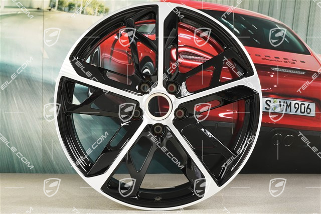 21" Felge Cross Turismo Design 9,5J x 21 ET60, schwarz hochglanz mit glanzgedrehter Stirnfläche