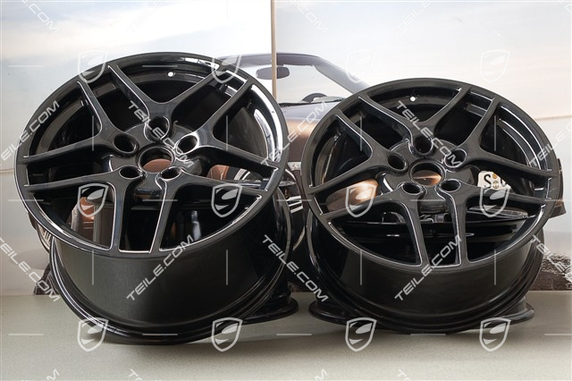 19-inch Carrera S II (Facelift) wheel set, 8J x 19 ET57 + 11J x 19 ET67, black