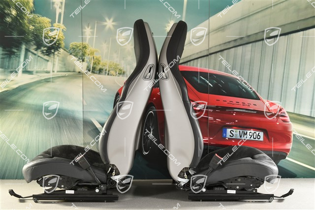 Fotele sportowe, manualne, skóra/Alcantara, napis GTS, czarny, L+R