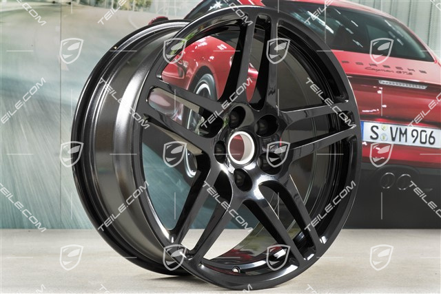 18" komplet felg Macan S, 8J x 18 ET21 + 9J x 18 ET21, czarny wysoki połysk