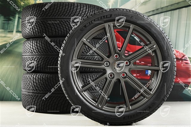 20" Panamera Turbo Winterräder Satz, Felgen 9,5J x 20 ET71 + 10,5J x 20 ET71 + NEUE Michelin Winterreifen 275/40 R20 + 315/35 R20, Turbonit