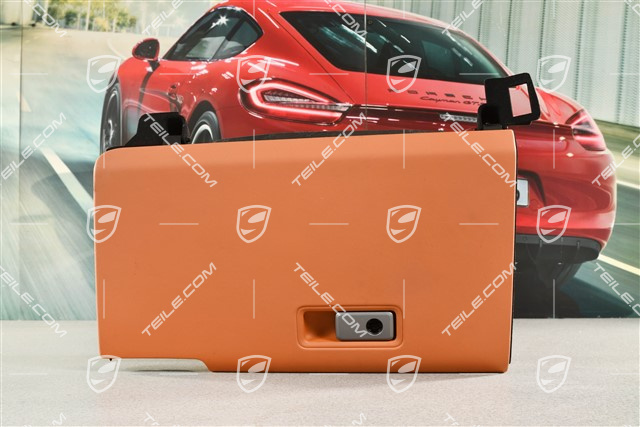 Schowek na rękawiczki kompletny, Skóra, klasyczny koniak