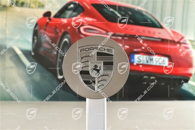 Hub cap, concave, emblem in Rhodium, Rhodium Grey