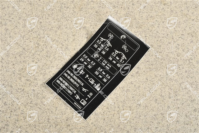 Hinweiss / Kennschild für Reifendruck